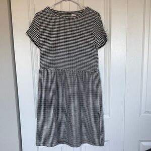 LOFT Black and White Checkered Midi Dress